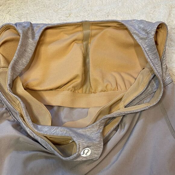 Lululemon- “Venus” Light Grey Racerback Sheer Bottom Built in Bra Top- Size S - Picture 6 of 6